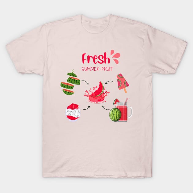 Watermelon Fresh Summer Fruit T-Shirt by SalxSal